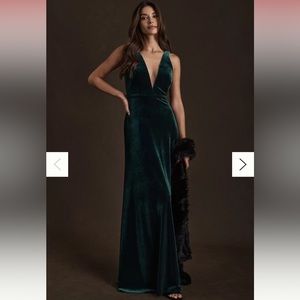 Jenny Yoo Logan Velvet Dress in Emerald, size 4
